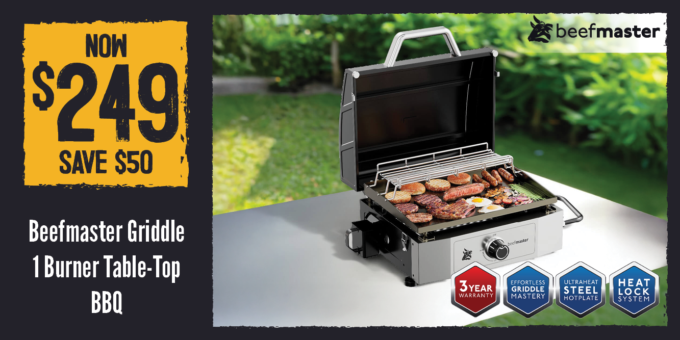 Now $249 Save $50 Beefmaster Griddle 1 Burner Table-Top BBQ | Shop Now